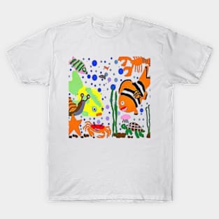 Marine Life illustration on White Background T-Shirt